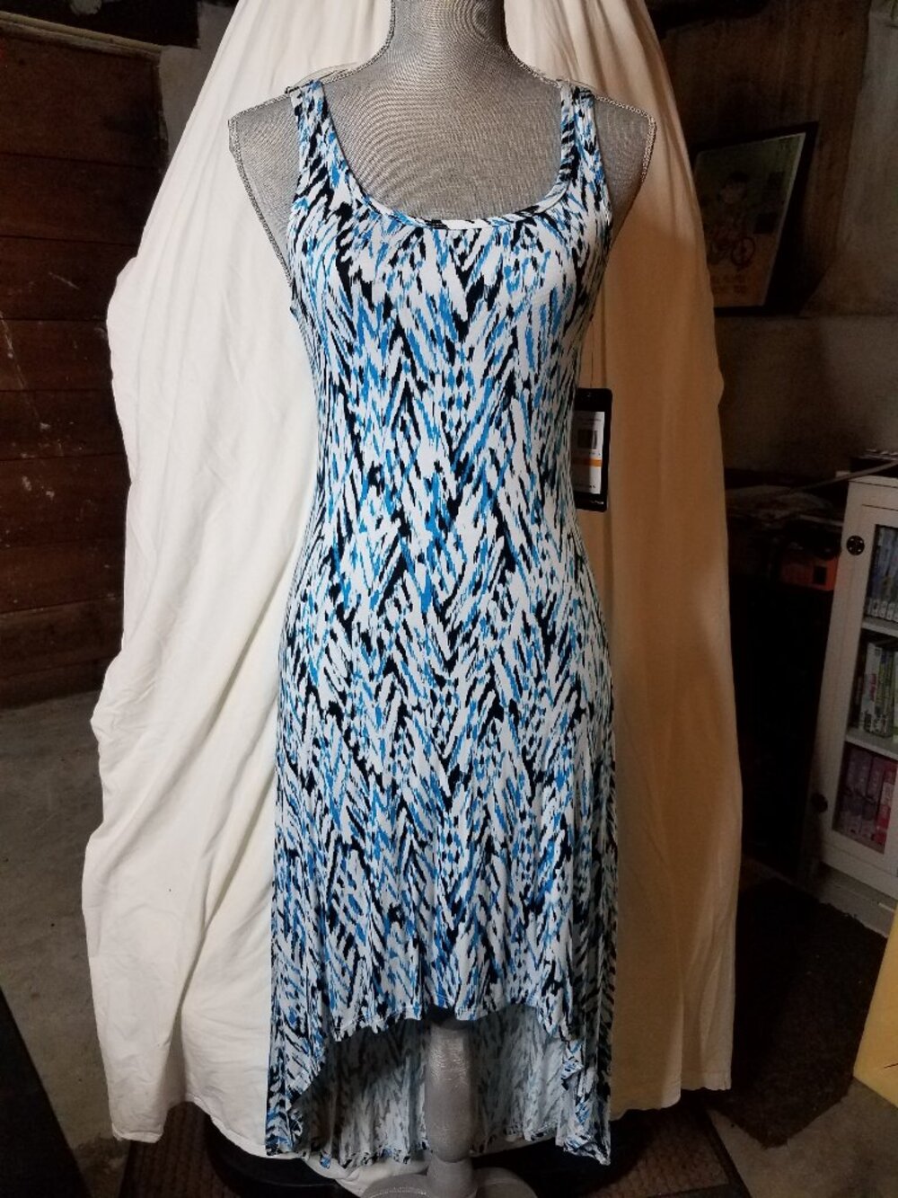 Blue-Black-White Pattern Summer Dress